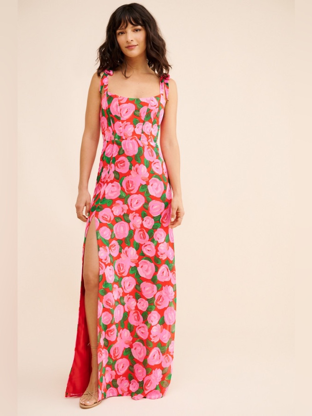 Anthro Show Me Your MuMu Pink Rose-Print Maxi Dress - Used Excellent Condition - Picture 2 of 5